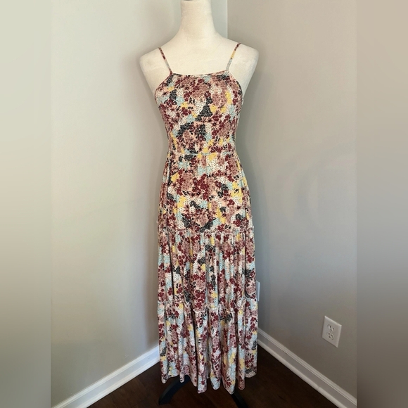 Dresses & Skirts - Floral Smocked Maxi Dress in Multi-Color